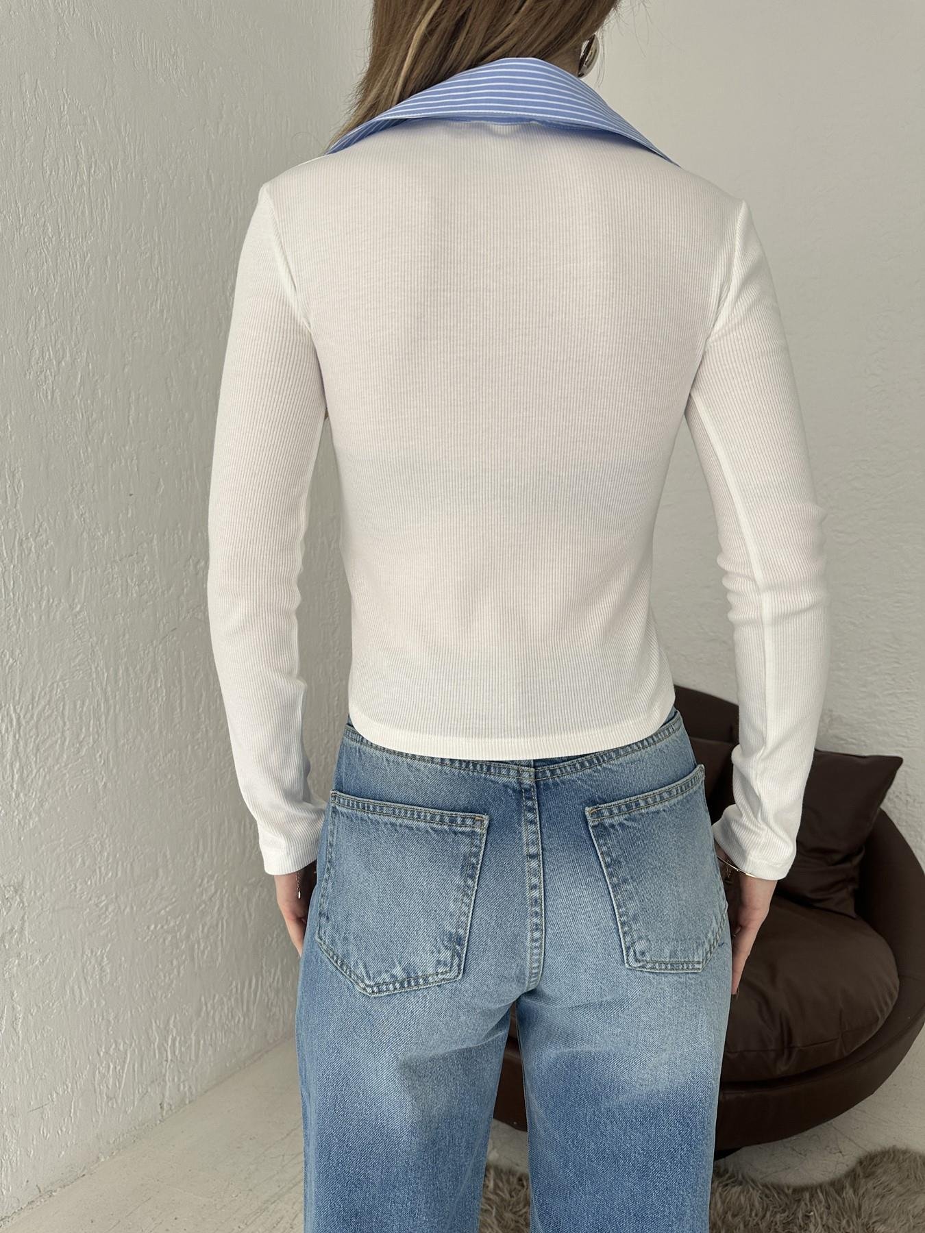 Yakası Gömlek Detaylı Uzun Kol Tişört Ekru