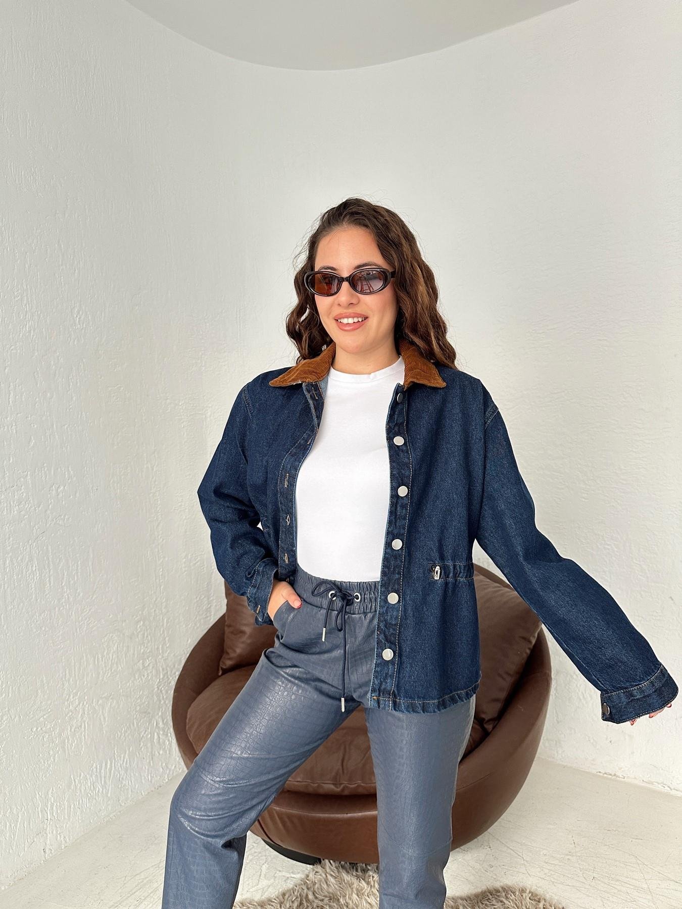 Yakası Kadife Jean Ceket LACİVERT