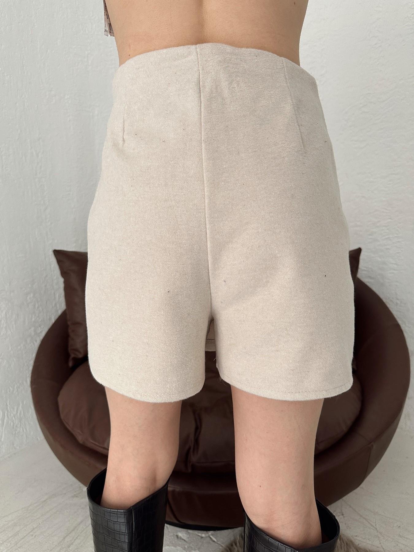 Yandan Fermuarlı Kaşe Şort Etek TAŞ