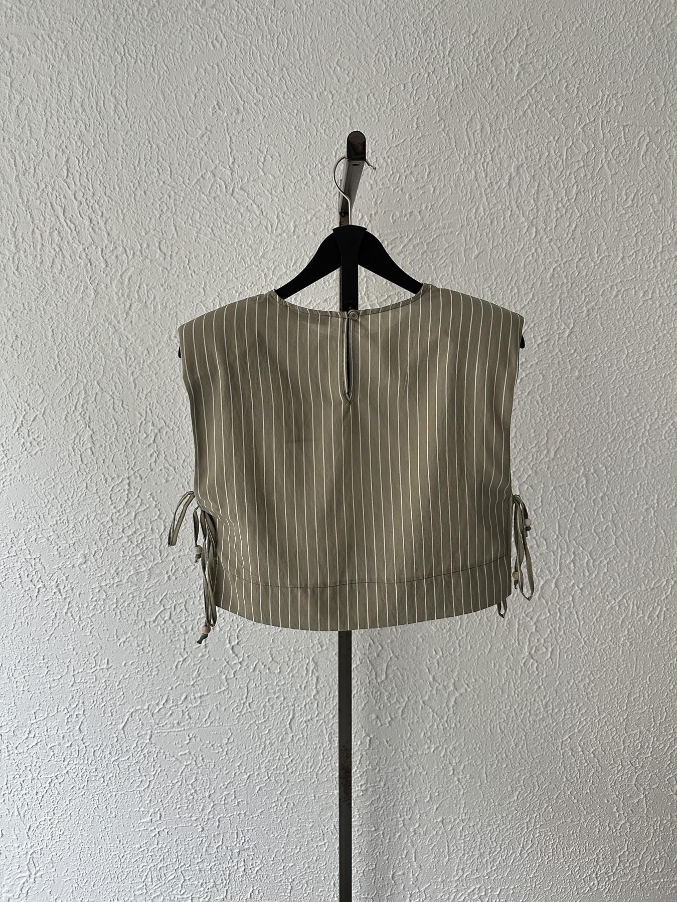 Yanları Bağlamalı Vatkalı Bluz Haki