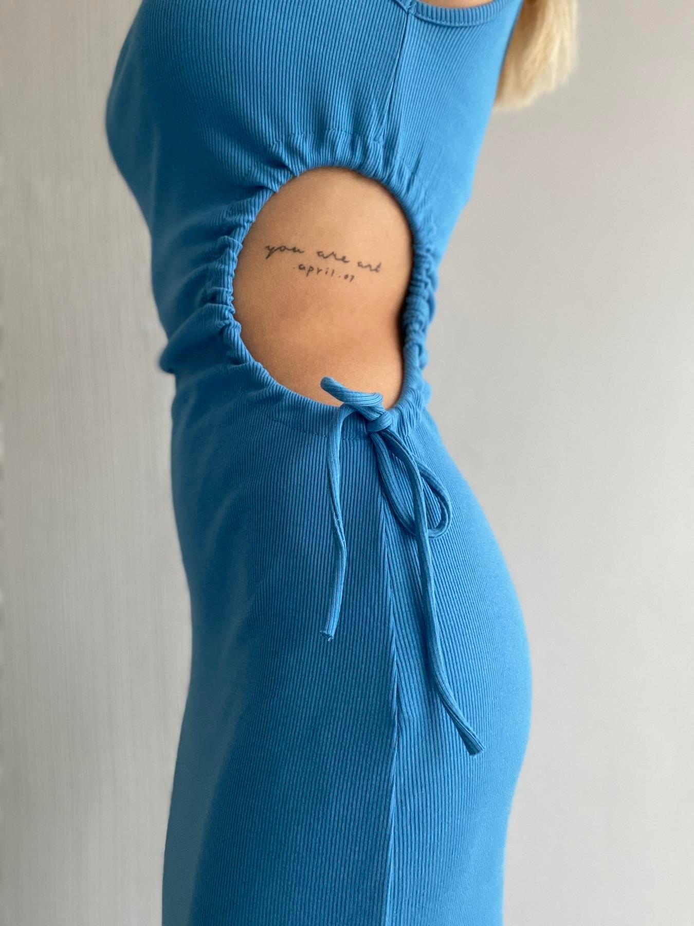 Yanları Pencereli Uzun Elbise MAVİ