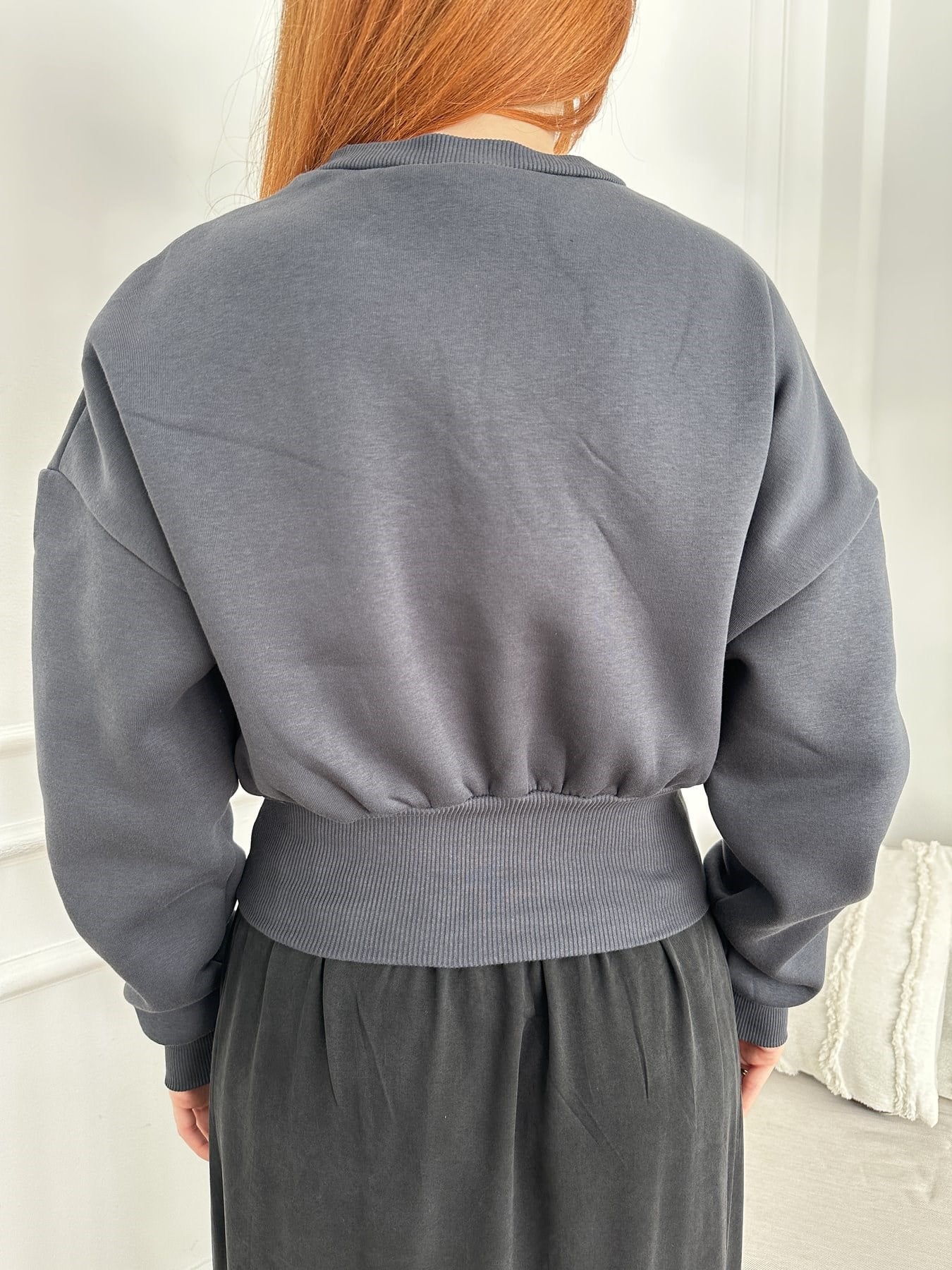 Yarasa Kol City Baskılı Sweatshırt Antrasit