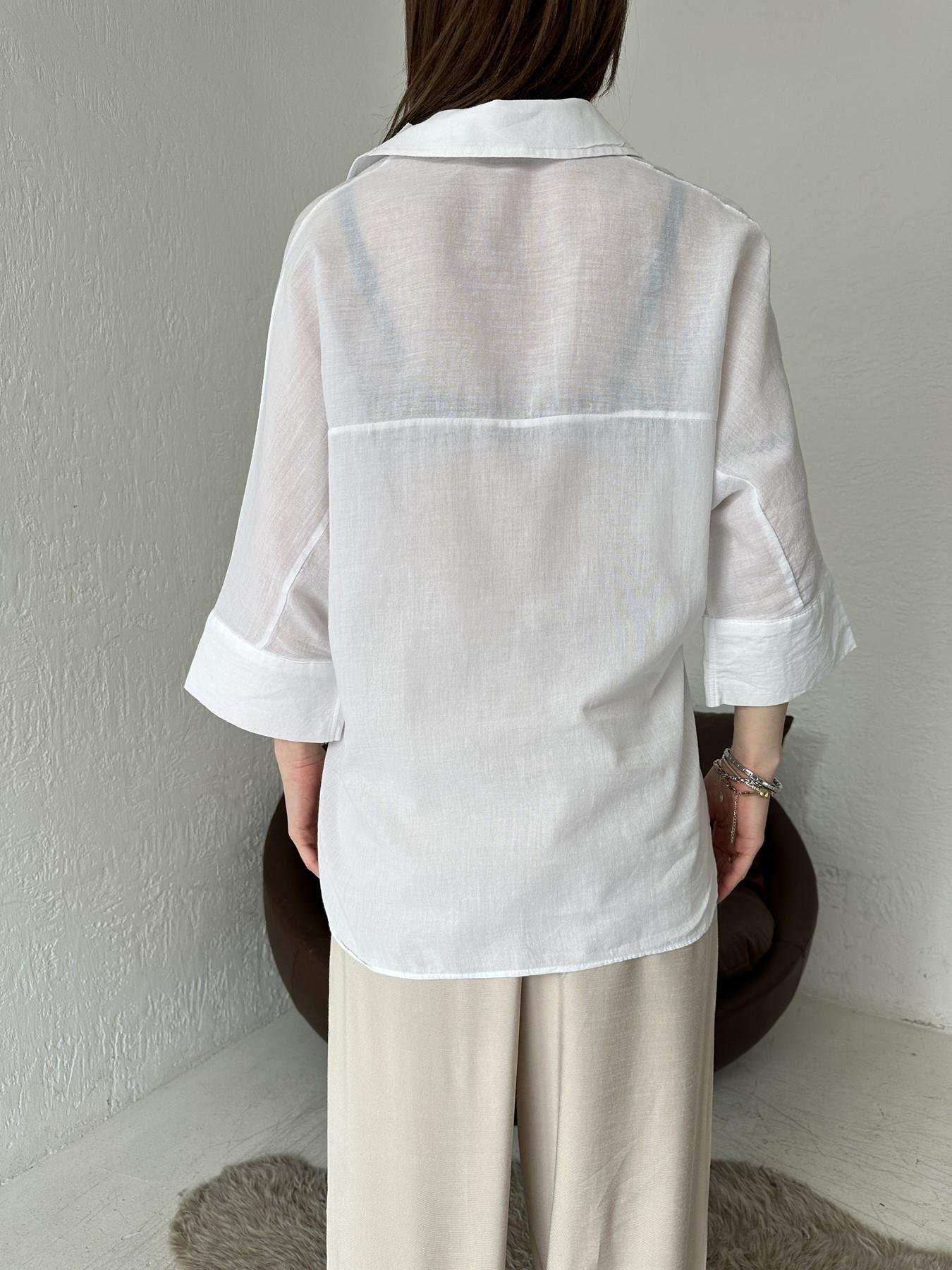 Yarasa Kol Vual Gömlek BEYAZ