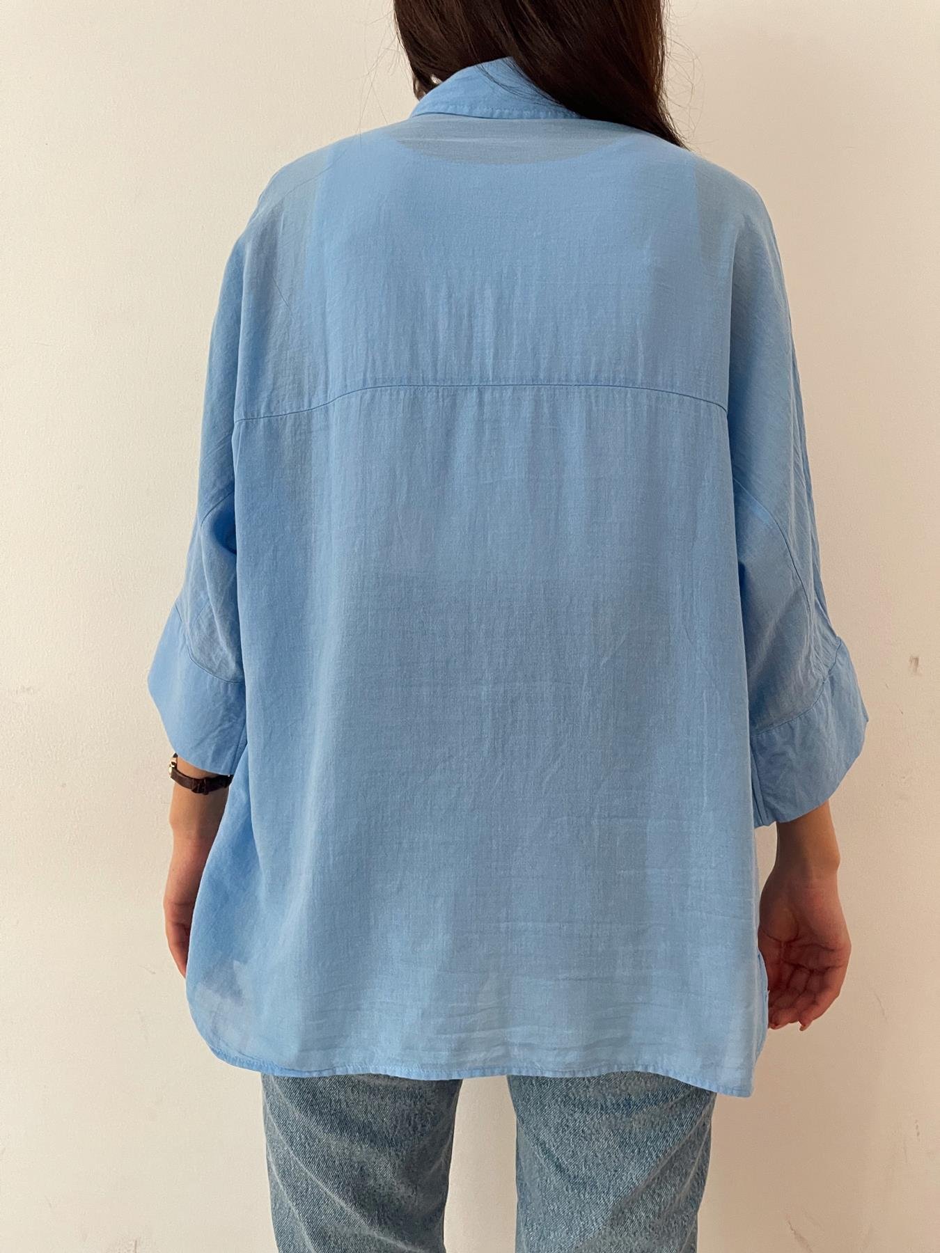 Yarasa Kol Vual Gömlek MAVİ