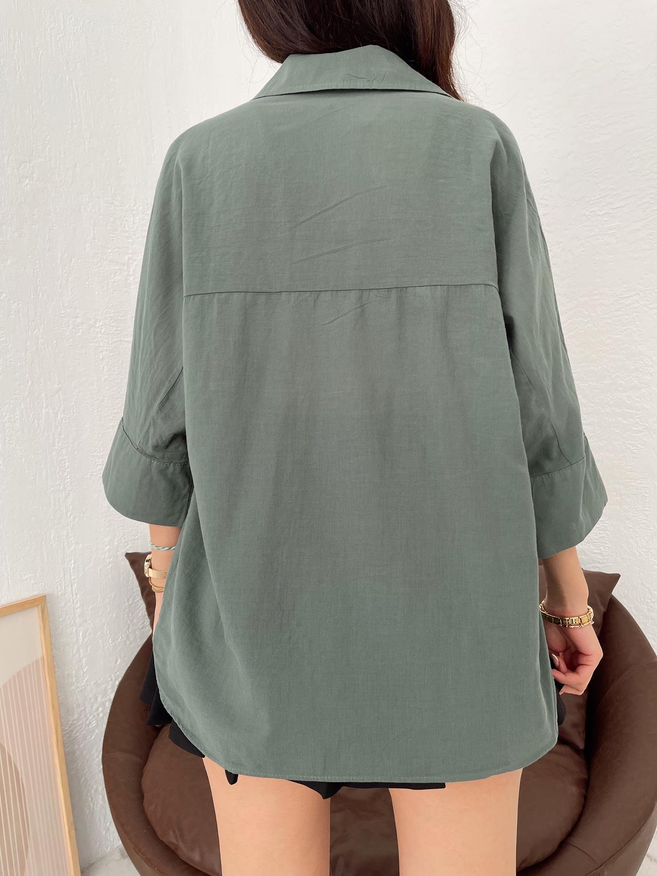 Yarasa Kol Vual Gömlek PETROL