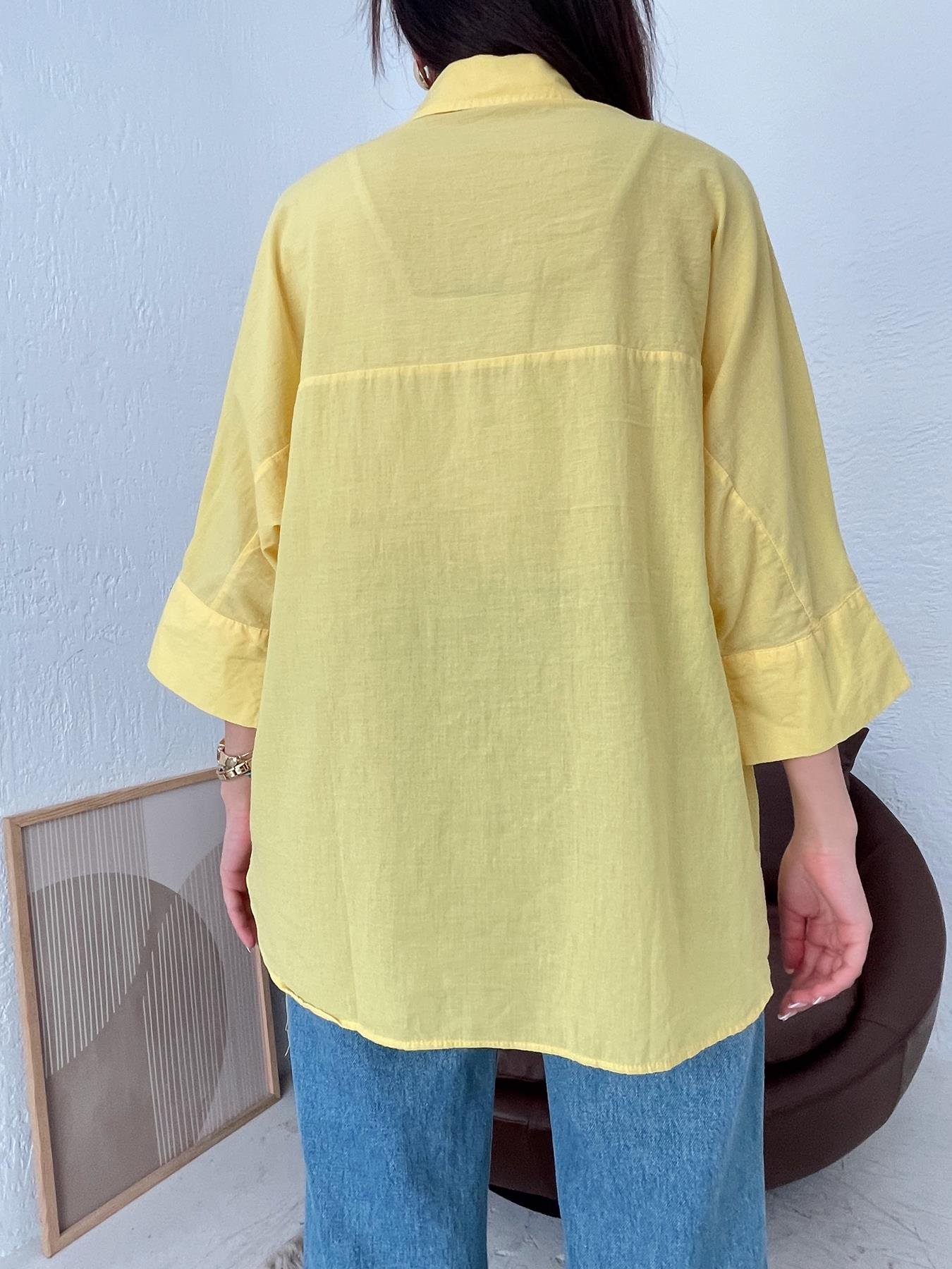 Yarasa Kol Vual Gömlek SARI