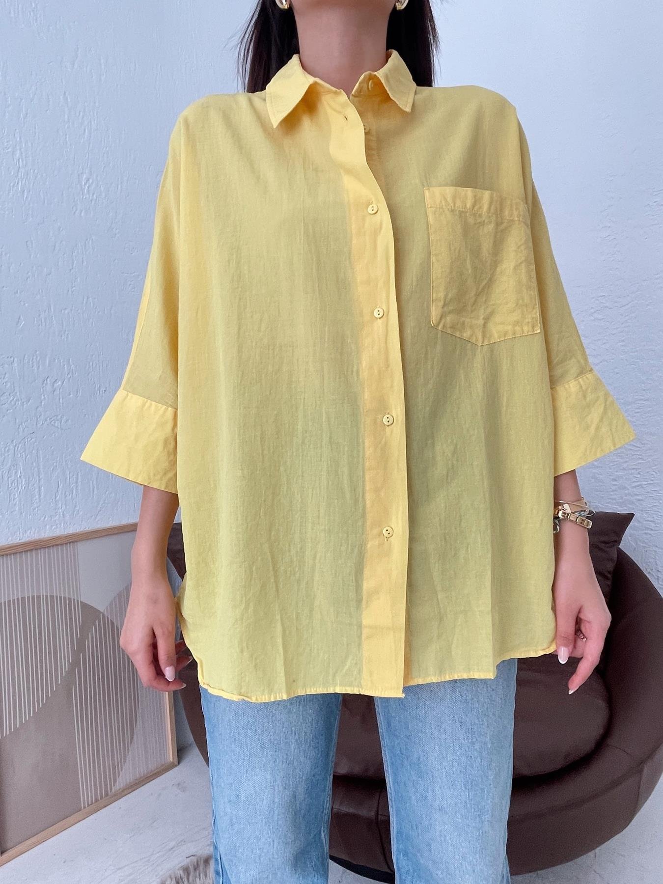 Yarasa Kol Vual Gömlek SARI