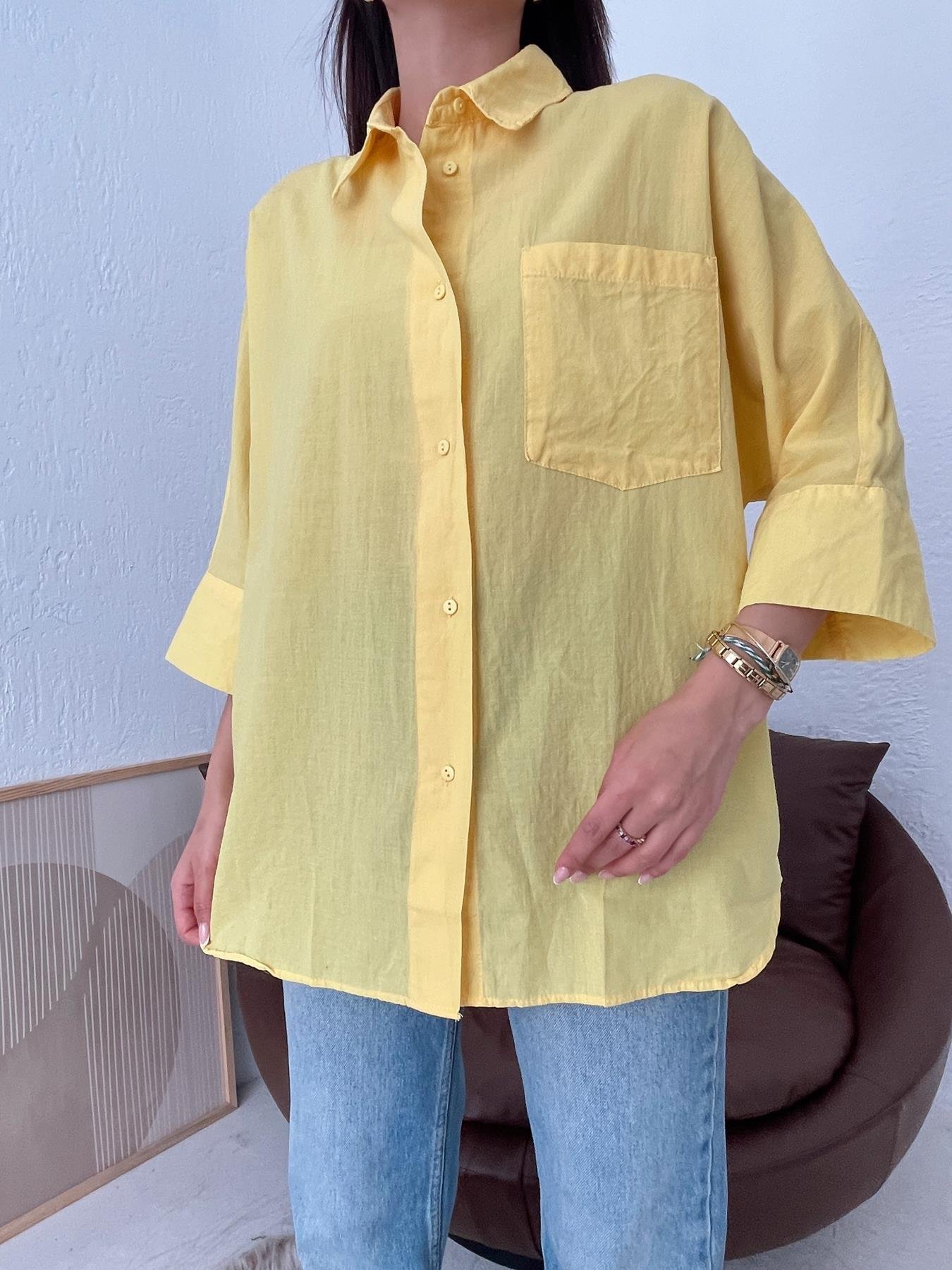 Yarasa Kol Vual Gömlek SARI