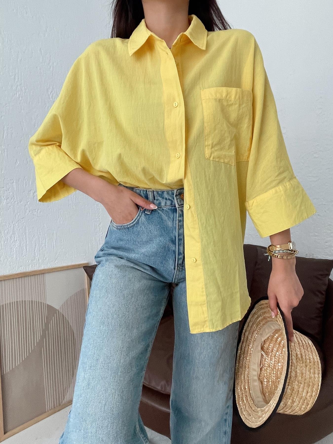 Yarasa Kol Vual Gömlek SARI