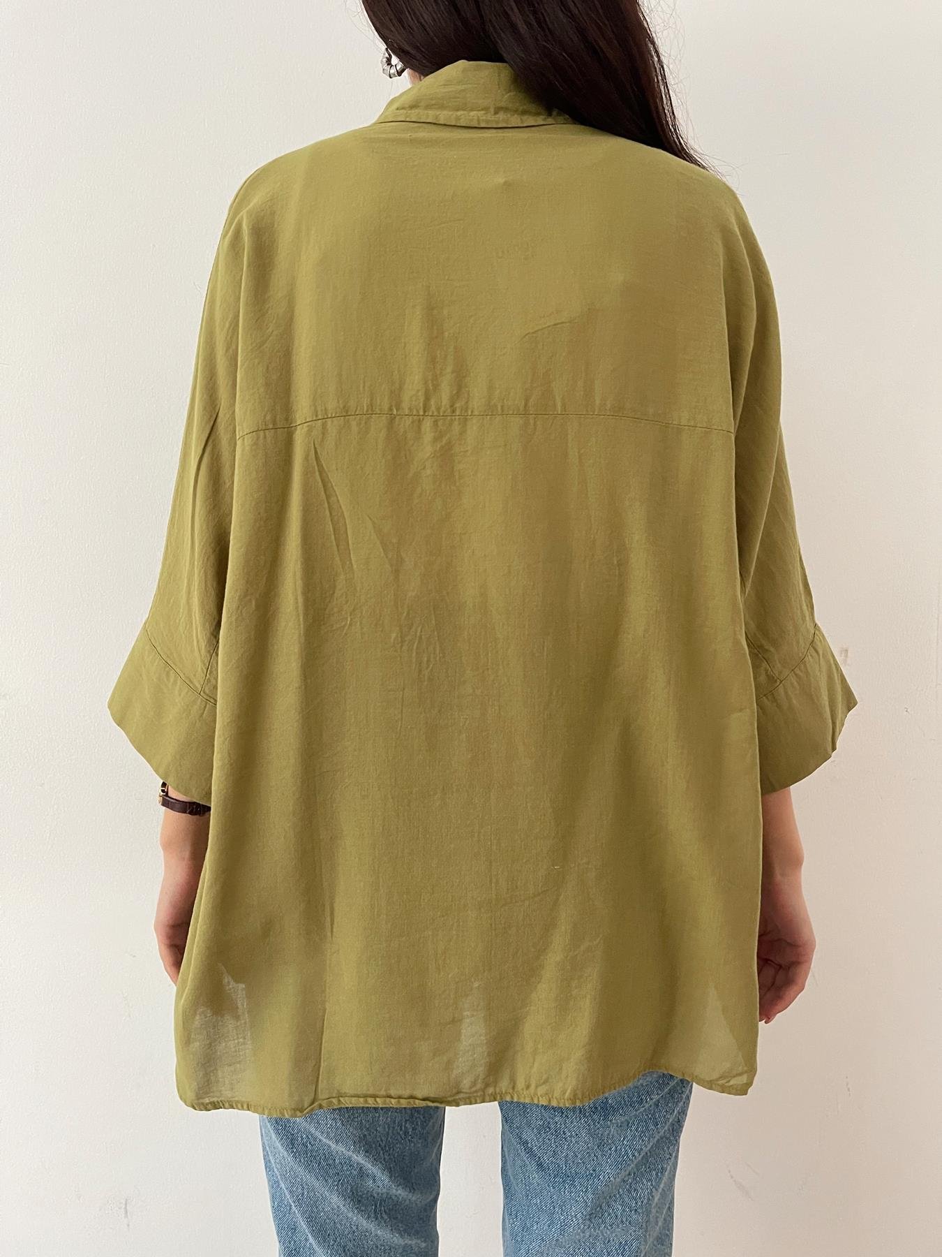 Yarasa Kol Vual Gömlek YAĞ YEŞİLİ