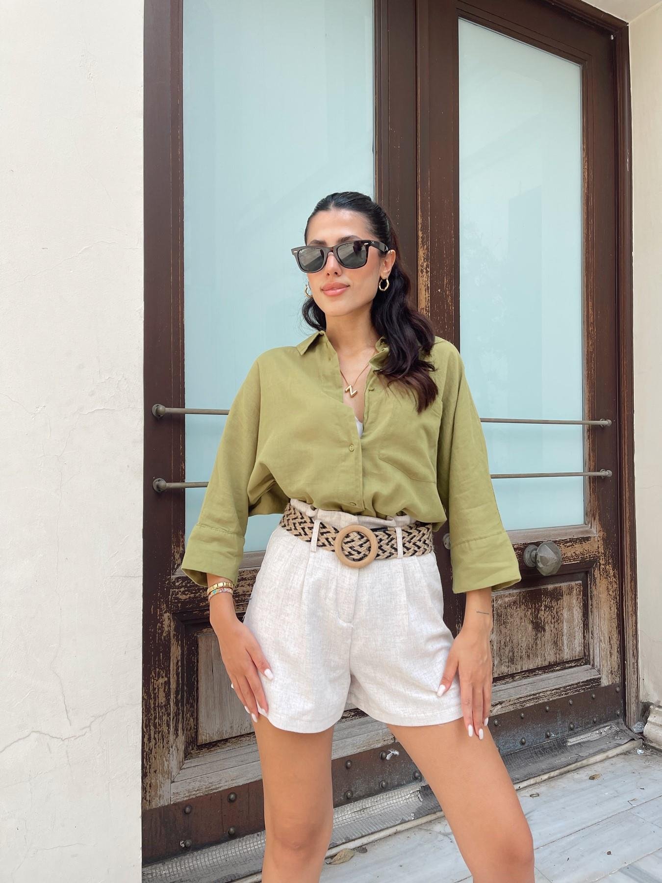 Yarasa Kol Vual Gömlek YAĞ YEŞİLİ