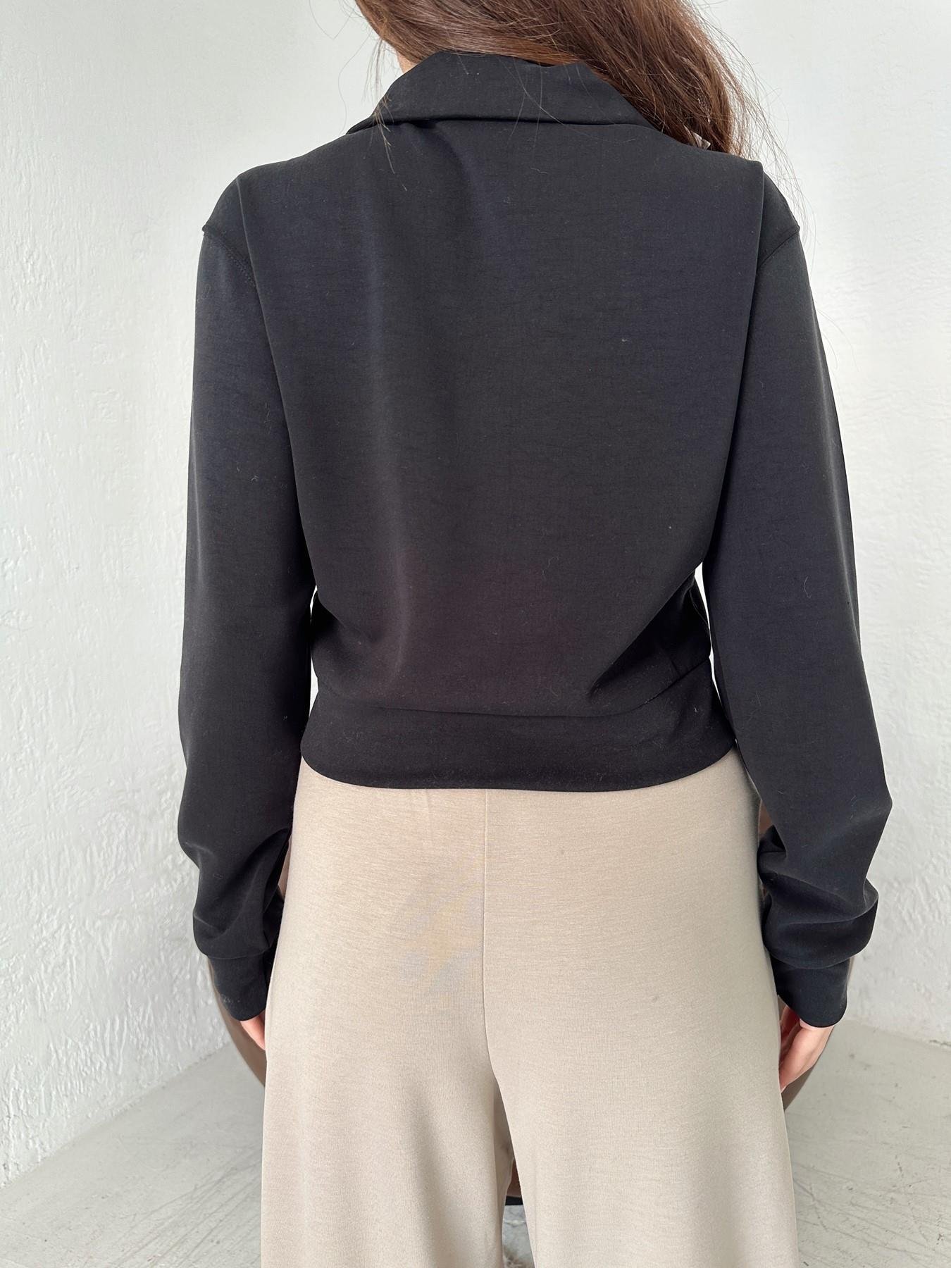 Yarım Fermuarlı Crop Sweatshirt SİYAH