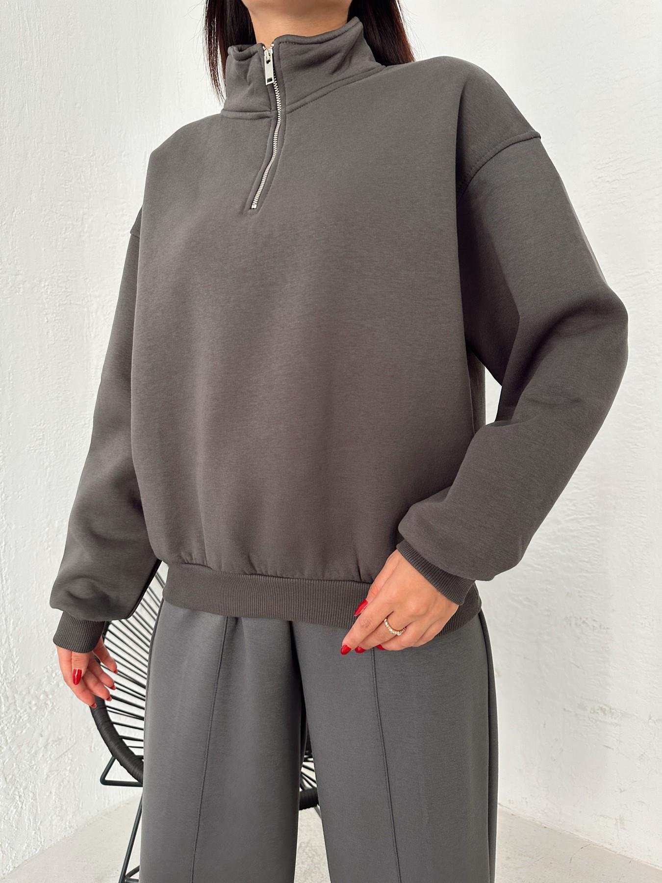 Yarım Fermuarlı Sweatshirt ANTRASİT