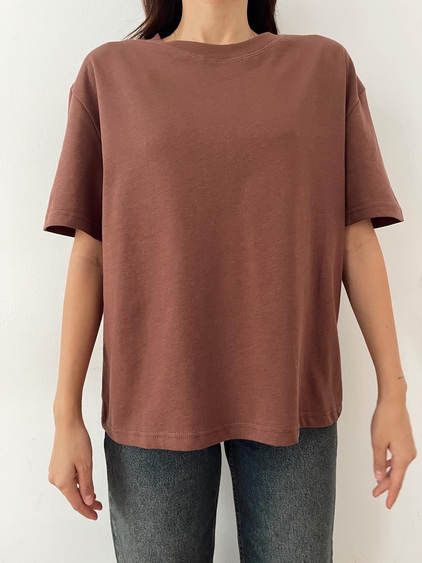 Yarım Kol Tişört KAHVE