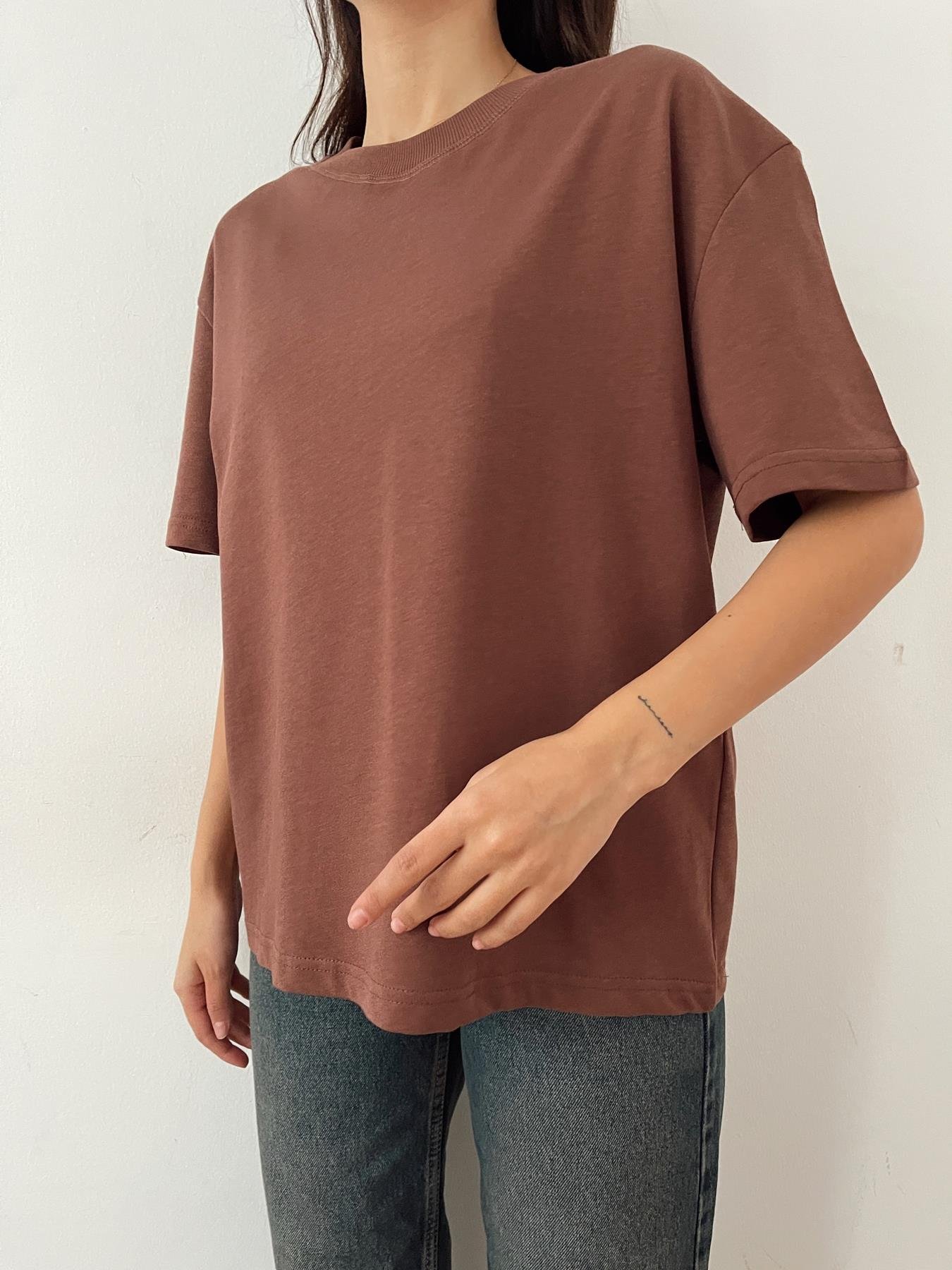 Yarım Kol Tişört KAHVE