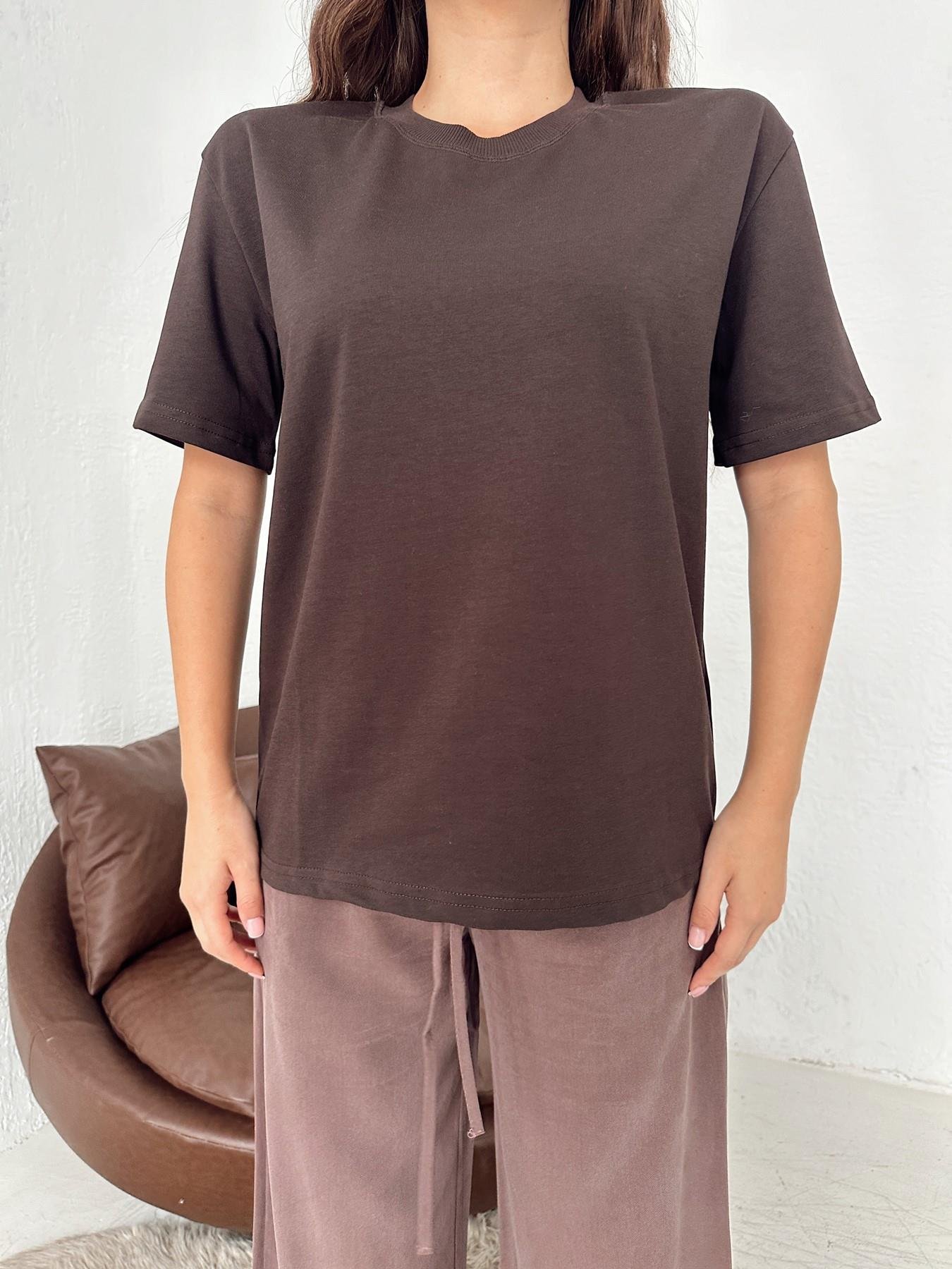 Yarım Kol Tişört KOYU KAHVE