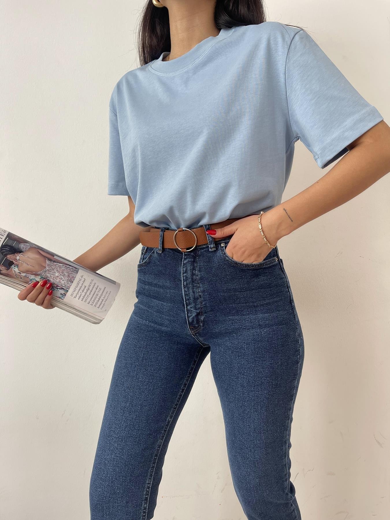 Yarım Kol Tişört MAVİ