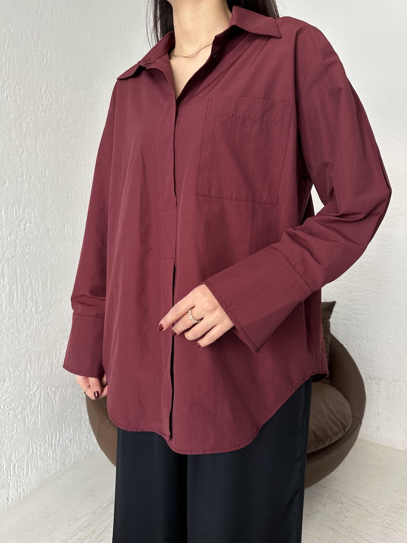 Yarım Patlı Gömlek BORDO