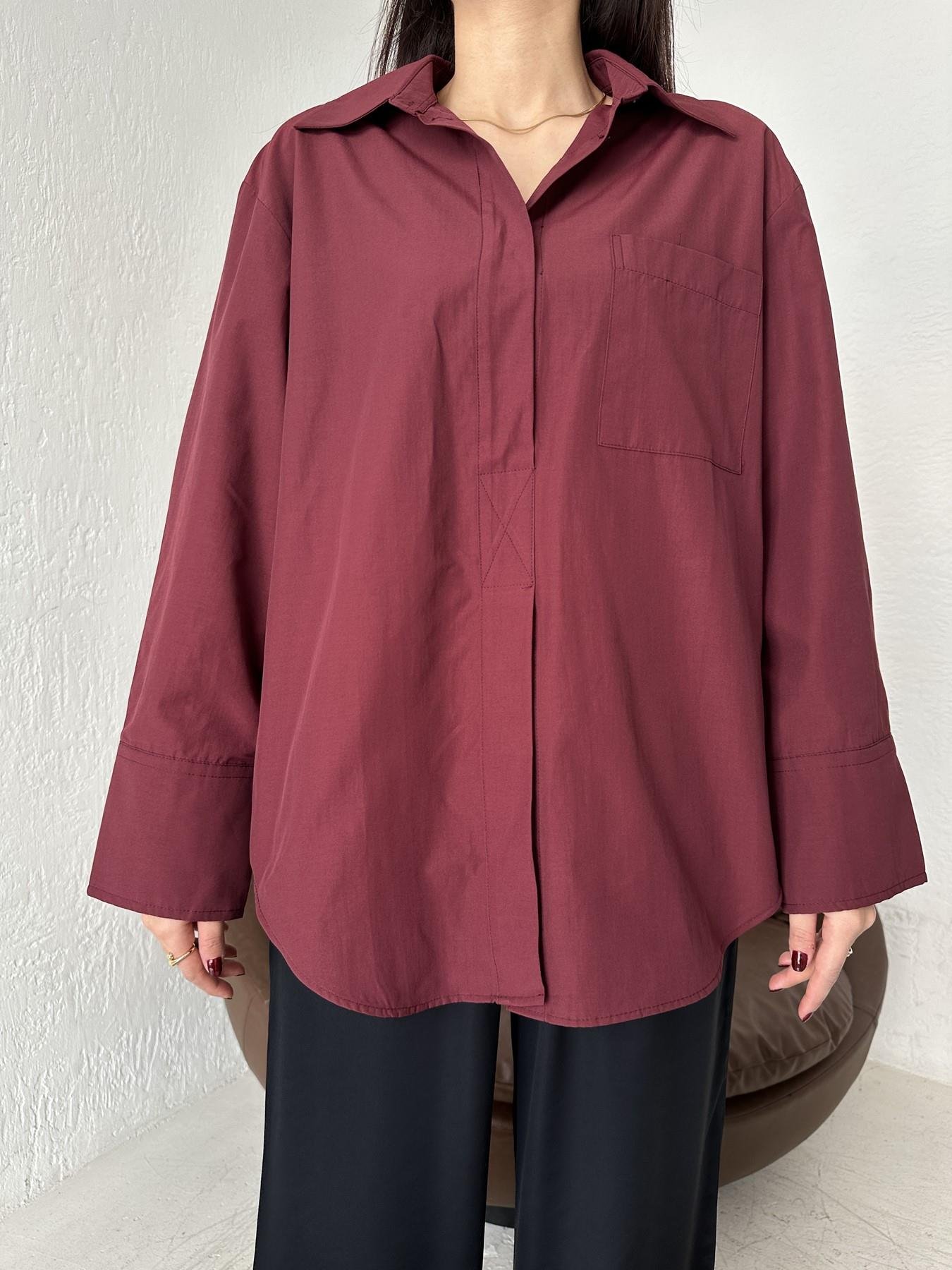 Yarım Patlı Gömlek BORDO