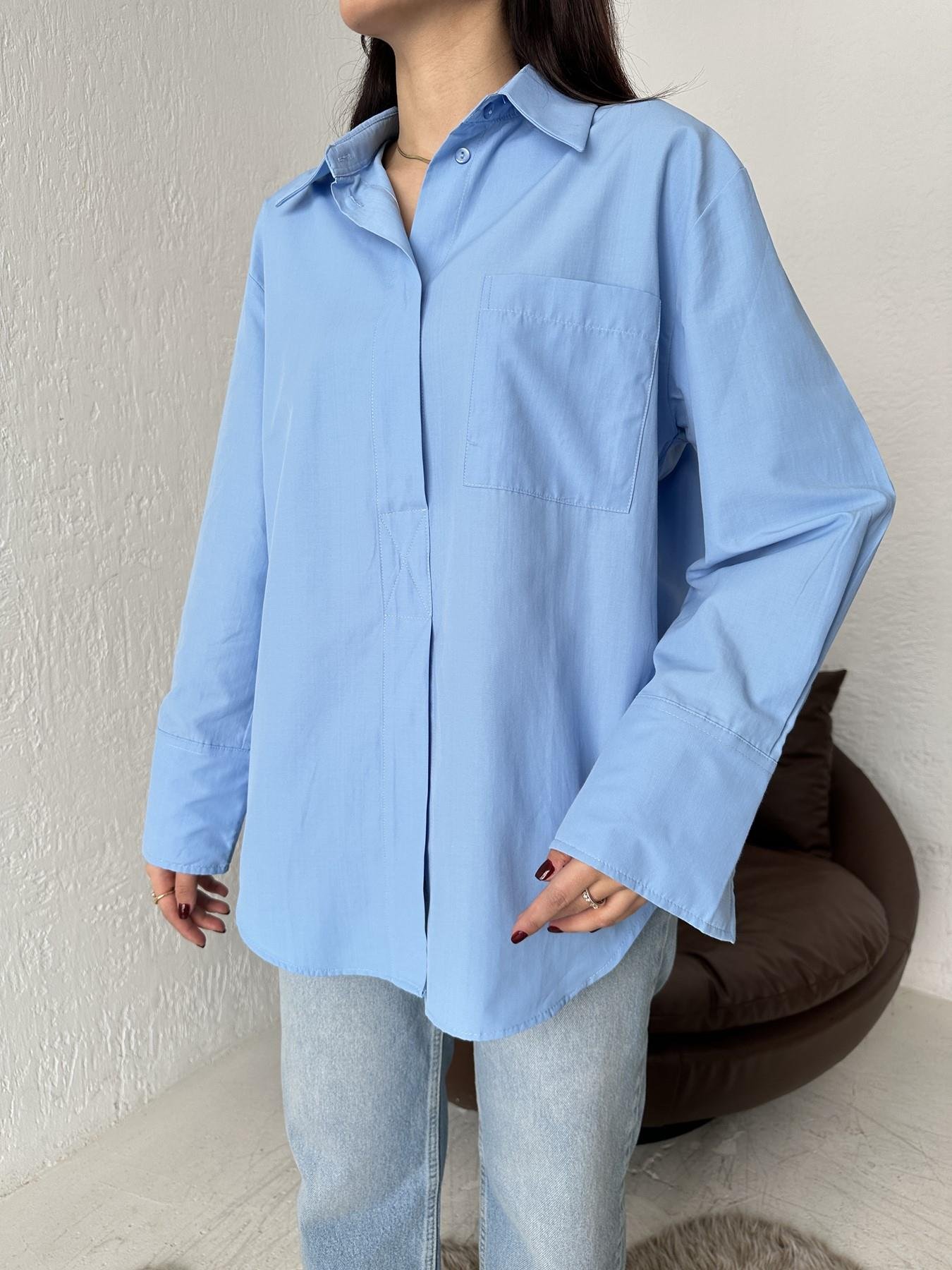 Yarım Patlı Gömlek MAVİ