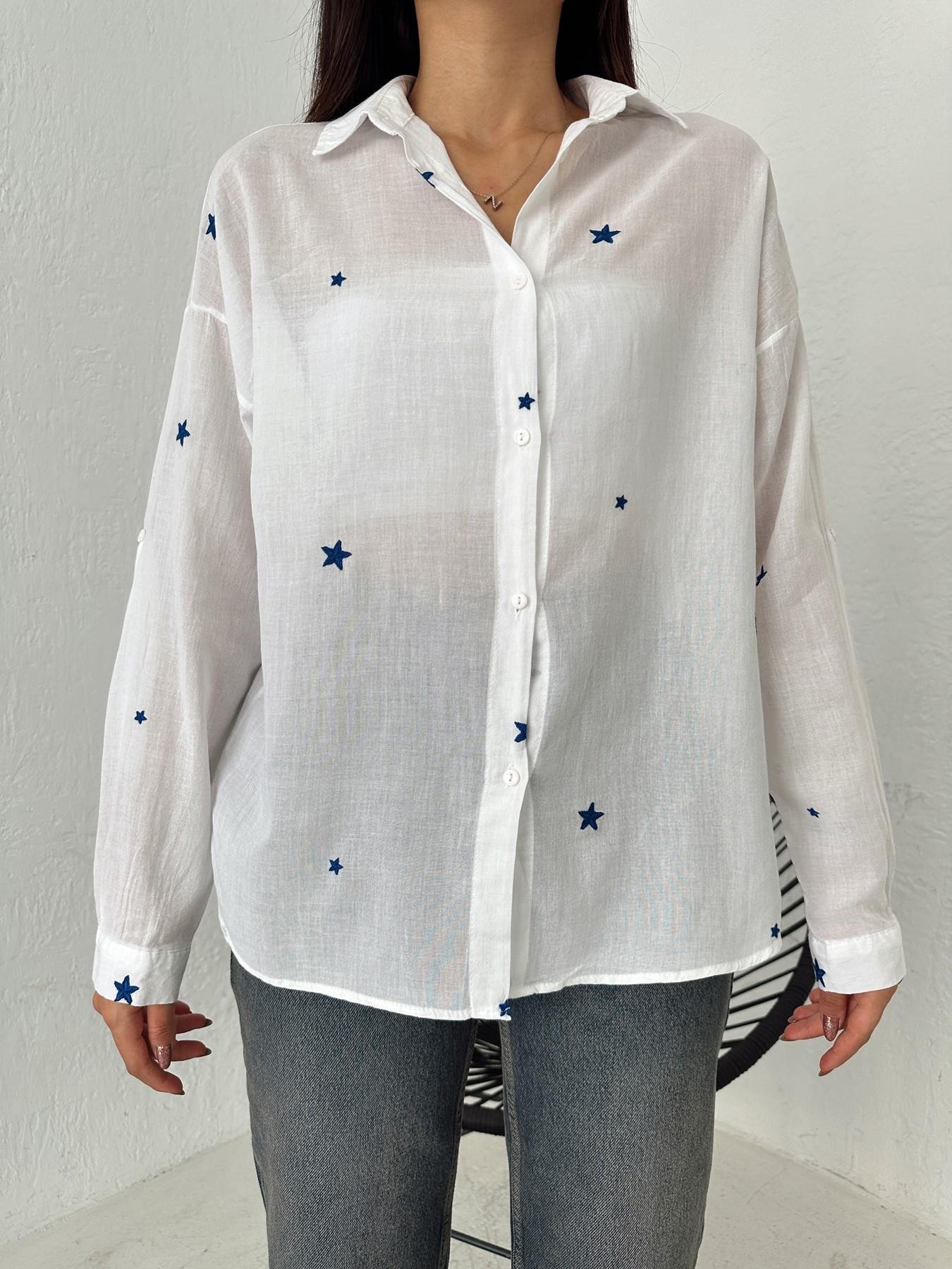 Yıldız Nakışlı Gömlek BEYAZ