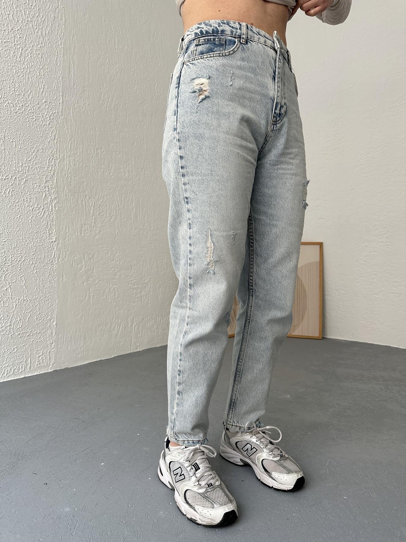 Yıpratmalı Jean Buz mavisi