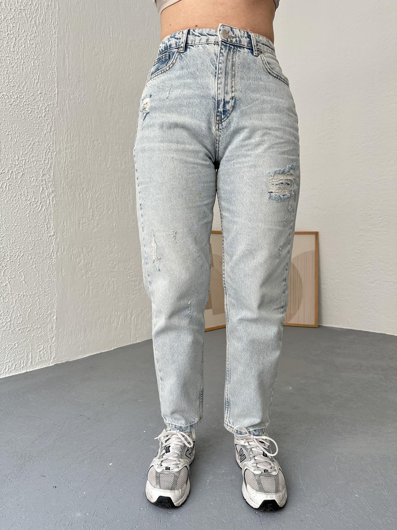 Yıpratmalı Jean Buz mavisi