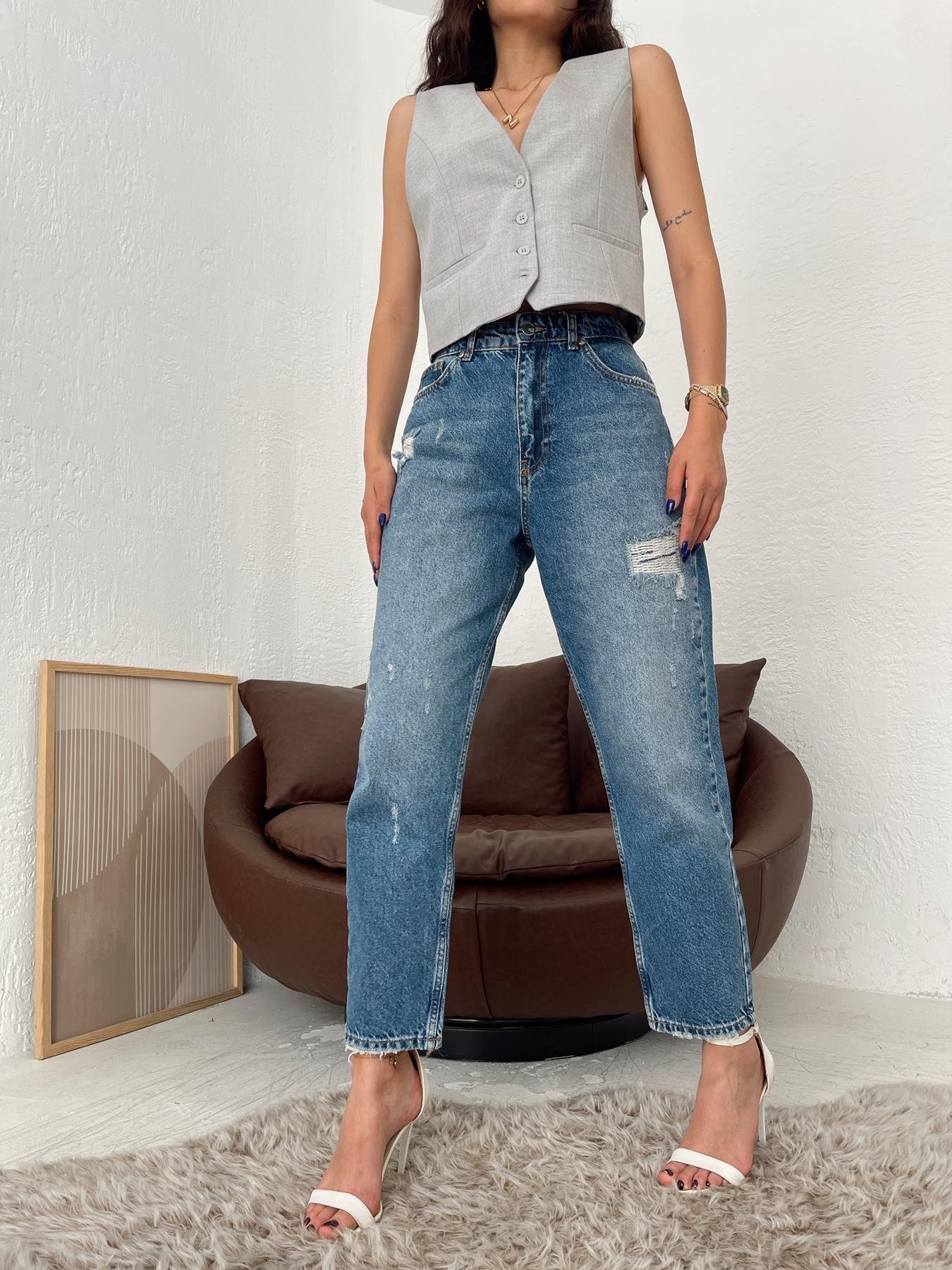 Yıpratmalı Jean MAVİ