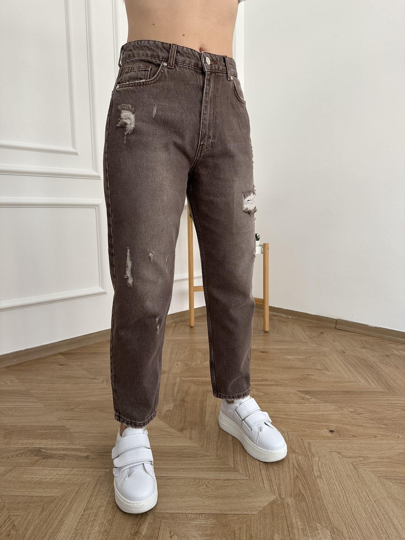 Yırtık Detay Denim Pantolon Kahve