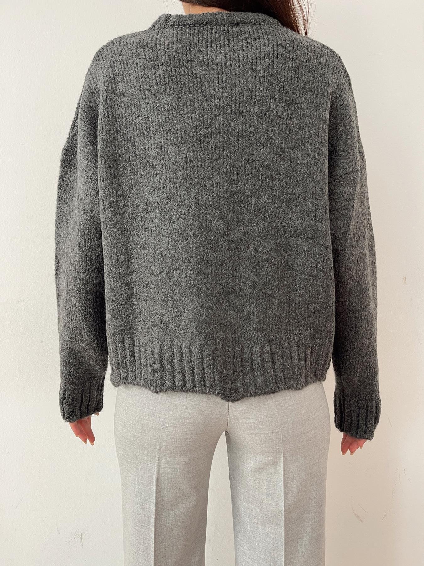 Yırtık Detaylı Triko Kazak ANTRASİT