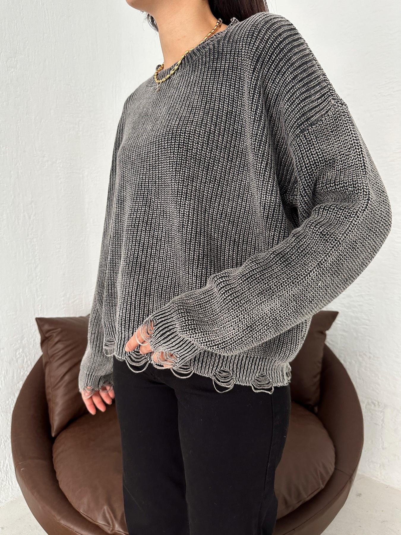 Yırtıklı Yıkamalı Selanik Kazak ANTRASİT