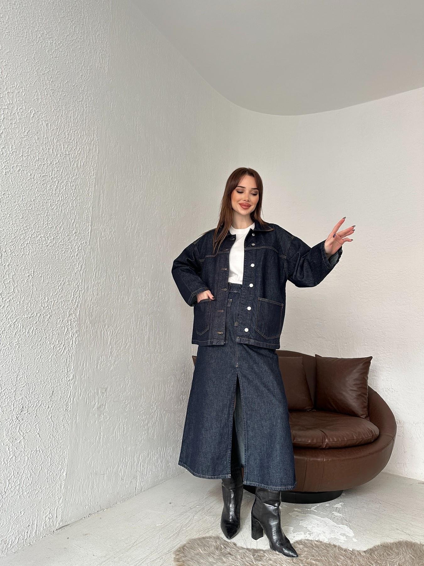 Yırtmaçlı Jean Etek LACİVERT