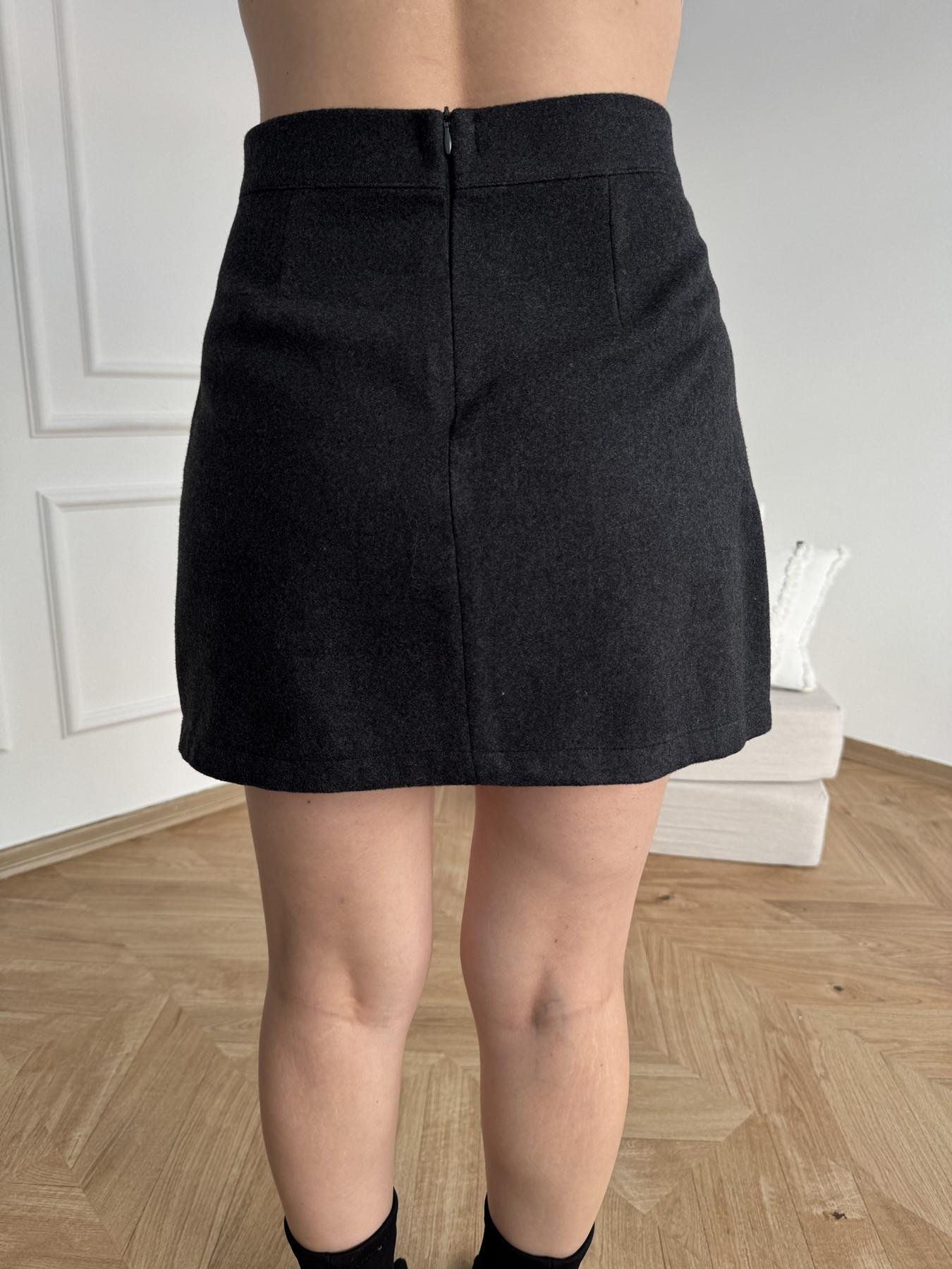 Yırtmaçlı Mini Kaşe Etek Antrasit