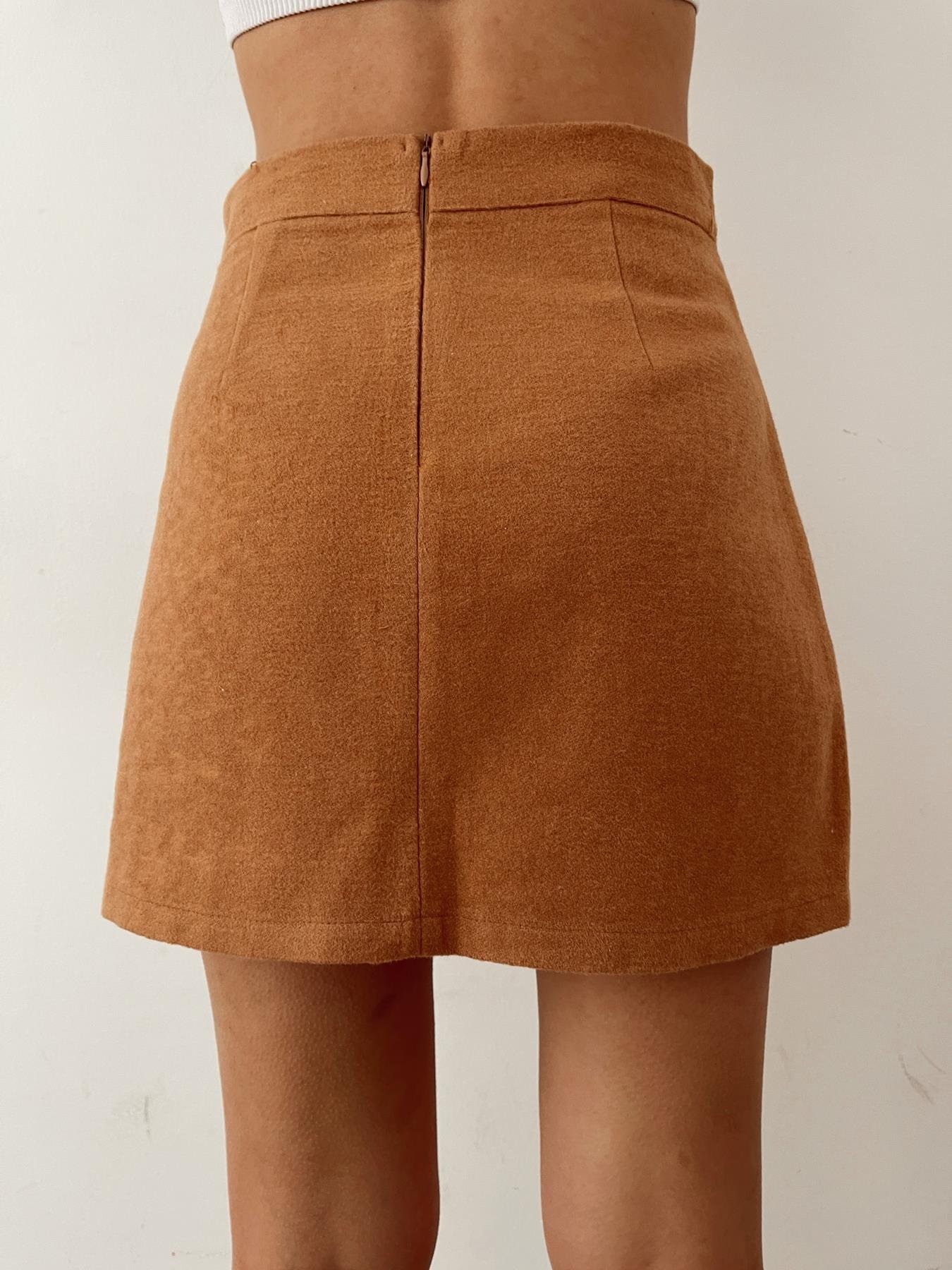 Yırtmaçlı Mini Kaşe Etek TARÇIN