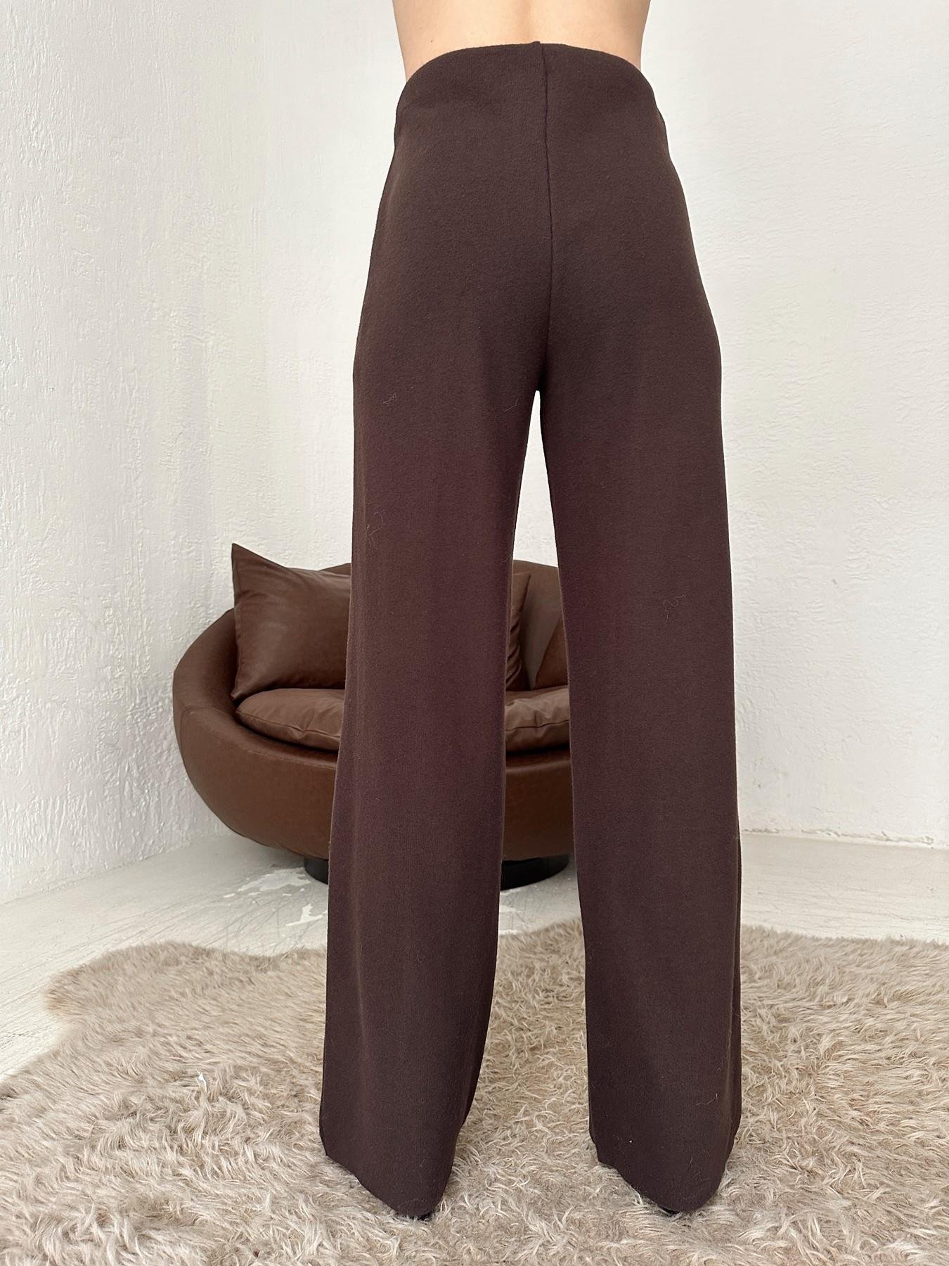 Yüksek Bel Örme Dikişli Pantolon KAHVE