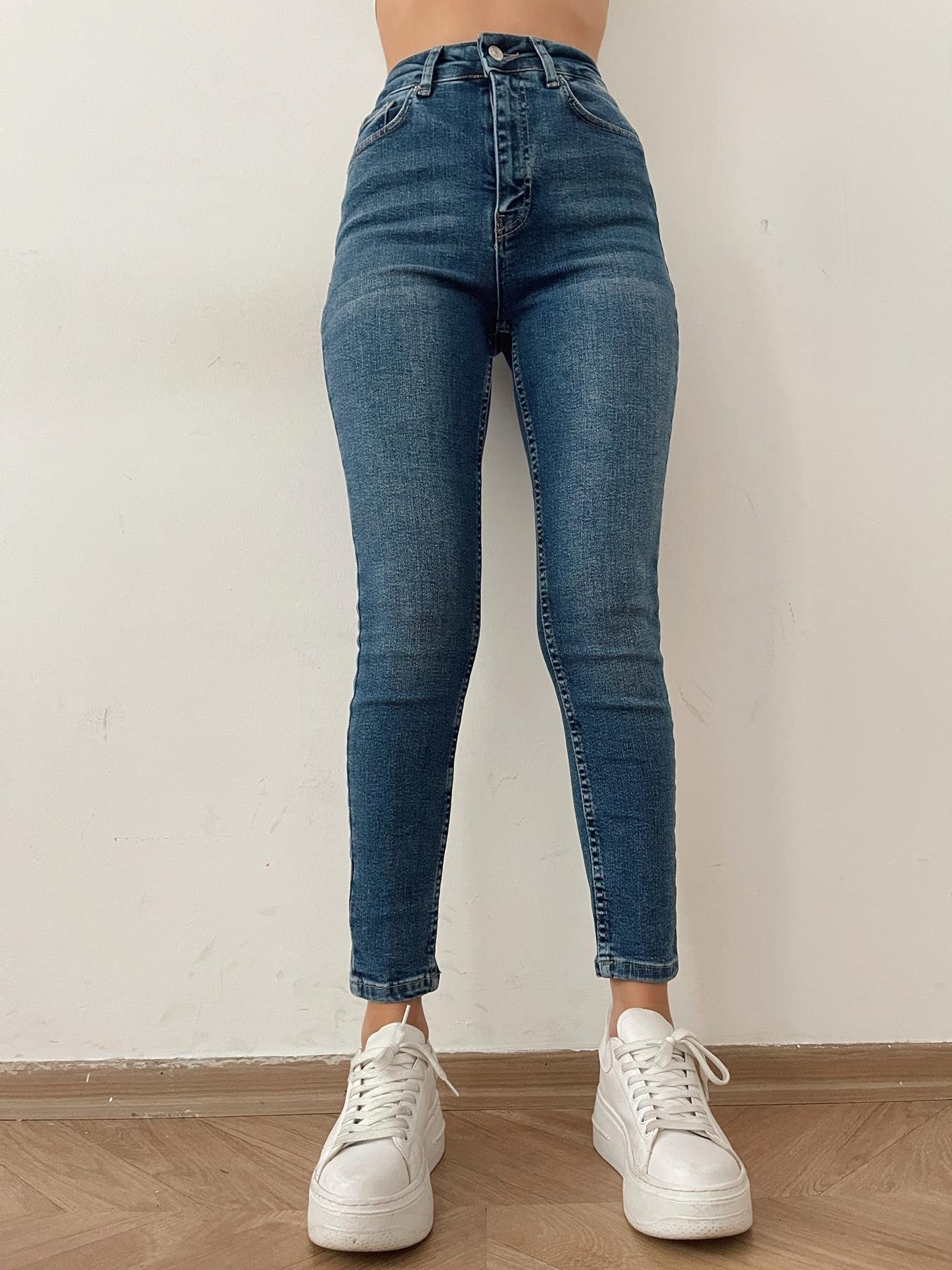 Yüksek Bel Power Likra Jean MAVİ