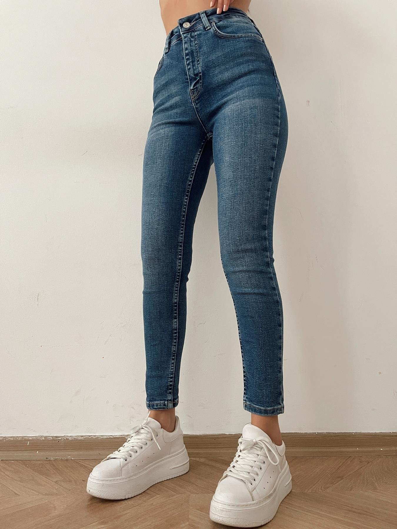 Yüksek Bel Power Likra Jean MAVİ