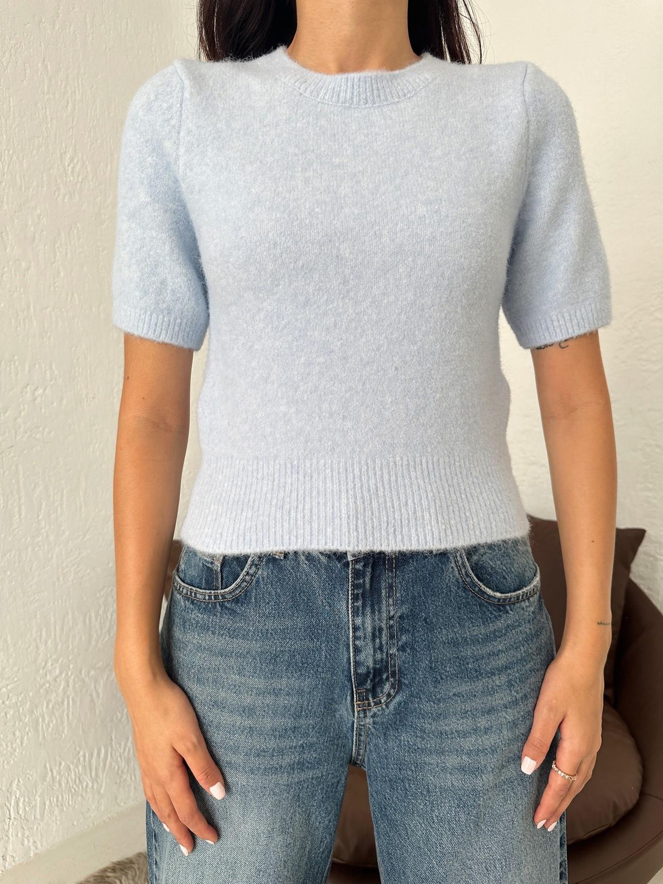 Yumoş Kısa Kol Kazak MAVİ