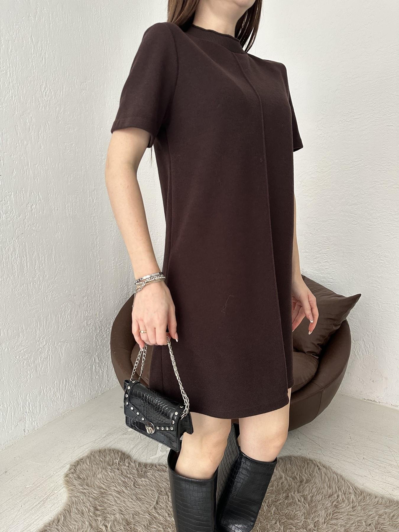 Yumoş Mini Elbise KAHVE