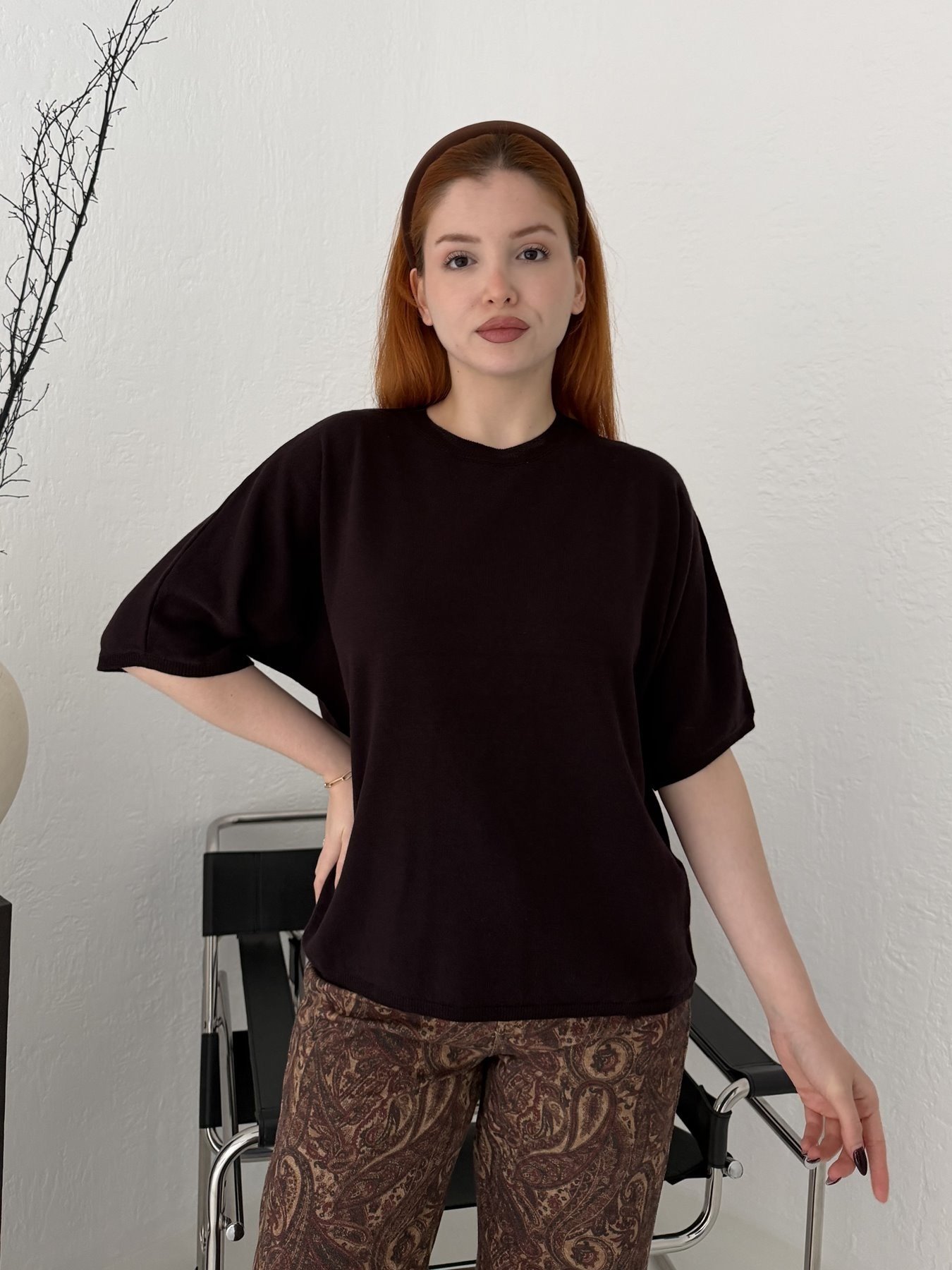 Yün Karışımlı İnce Triko Mürdüm
