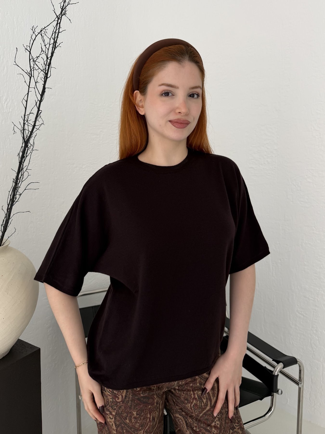 Yün Karışımlı İnce Triko Mürdüm