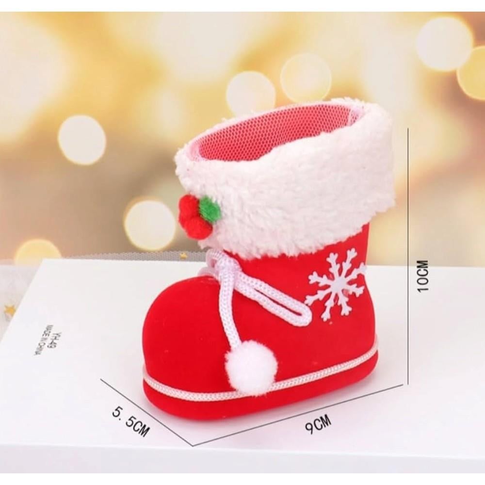 1 Adet 10cm Mini Yılbaşı Plastik Bot Çorap Hediye Kesesi