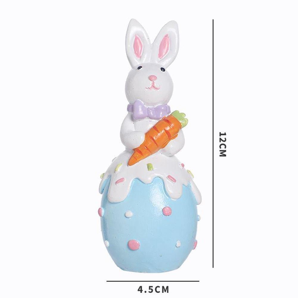 1 Adet 12cm Tavşan Biblo Mavi Yumurta Üstünde