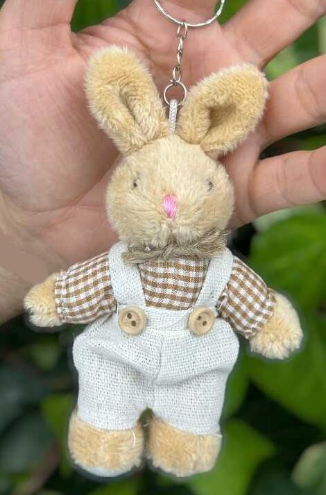 1 Adet 14cm Peluş Anahtarlık Tavşan Kıyafetli Erkek