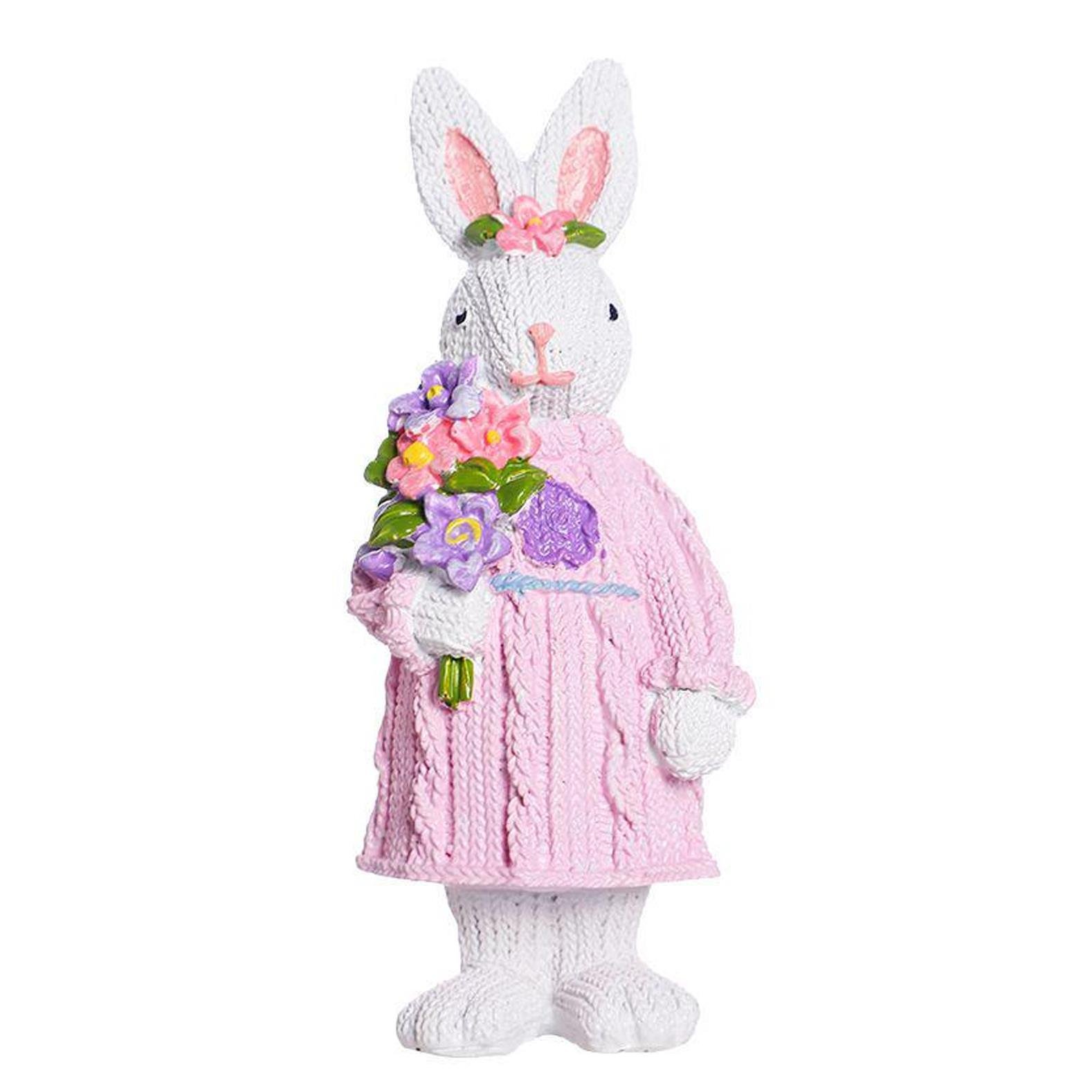 1 Adet 15cm Tavşan Biblo Elinde Çiçek