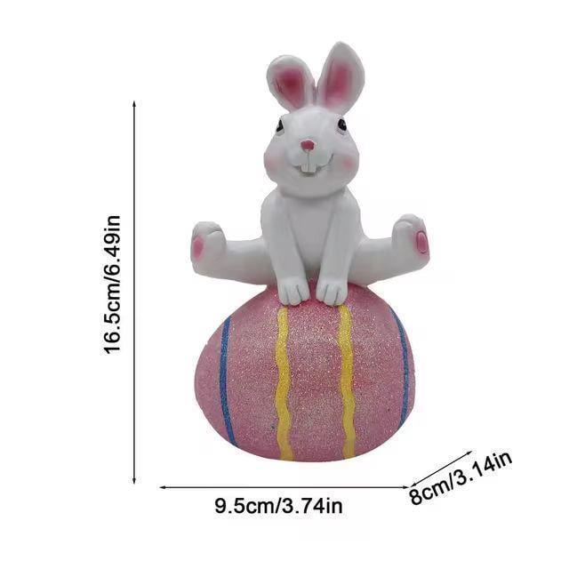 1 Adet 16,5cm Tavşan Biblo Pembe Yumurta Üstünde