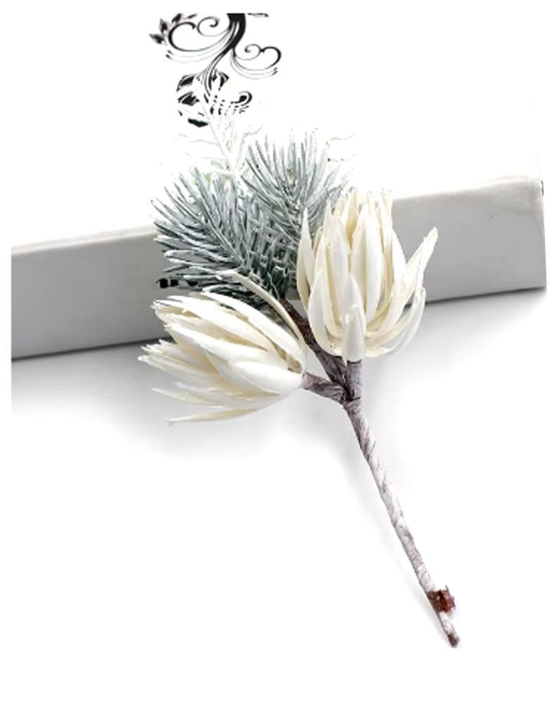 1 Adet 16x8cm Mini Yılbaşı Yapay Çiçek Beyaz