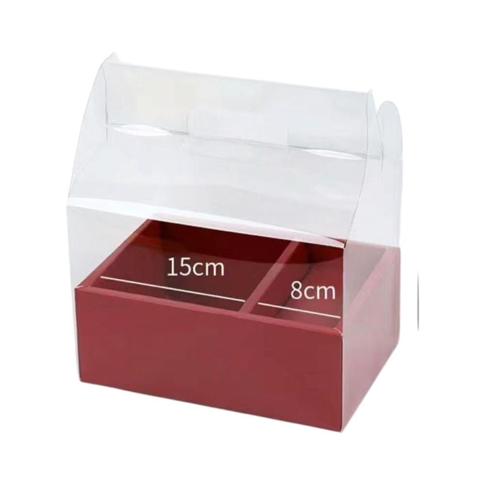 1 Adet 26x18x10cm Demonte Karton Kutu Asetat Kapaklı Tutacaklı 2 Bölmeli