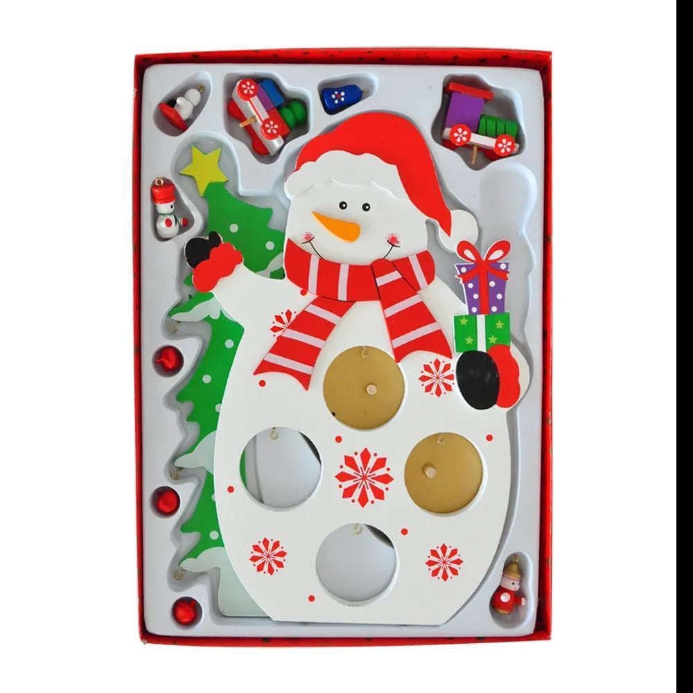 1 Adet 28x20cm Ahşap Kardan Adam Üstü Süslü Dekor