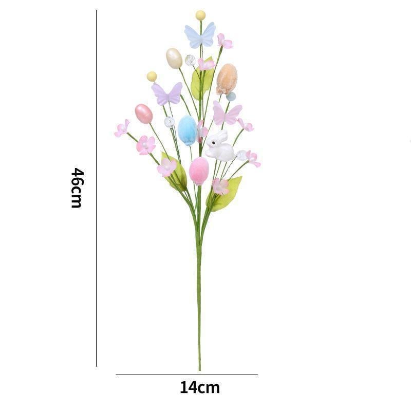 1 Adet 46cm Yumurta ve Tavşanlı Dal Çiçek